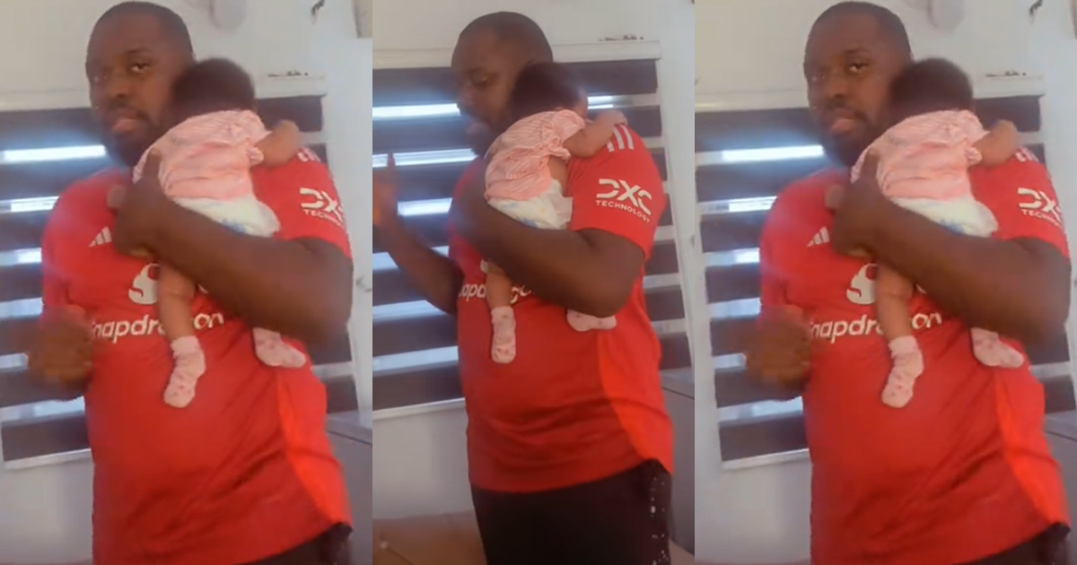 Nigerian father showcases his hidden rap talent after being requested to sing for his baby (WATCH)