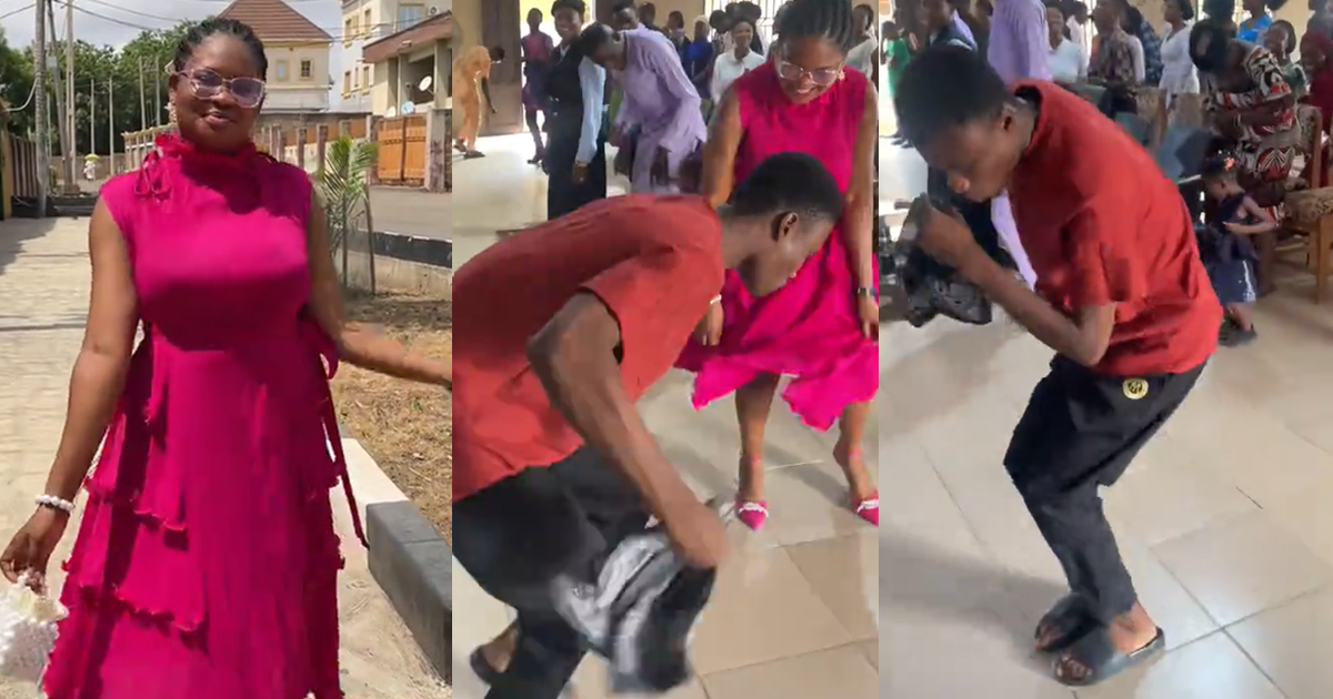 Lady surprised by her younger brother’s dancing after inviting him to her church for the first time (WATCH)