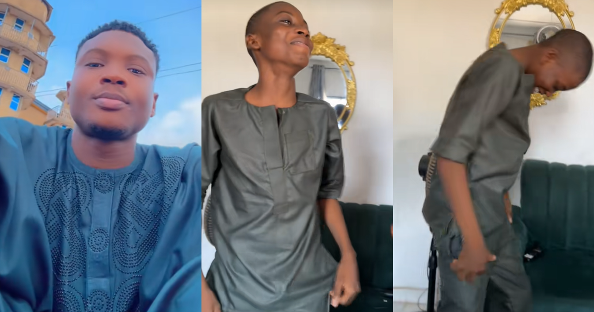 “Na new apprentice sew am” – Man shares his younger brother’s Eid outfit after giving a female tailor (WATCH)